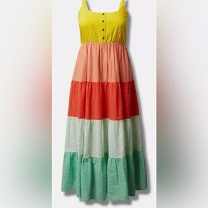 🌟 NWT Multicolored Maxi Challis Tiered Dress – Women’s Size 3X 🌟